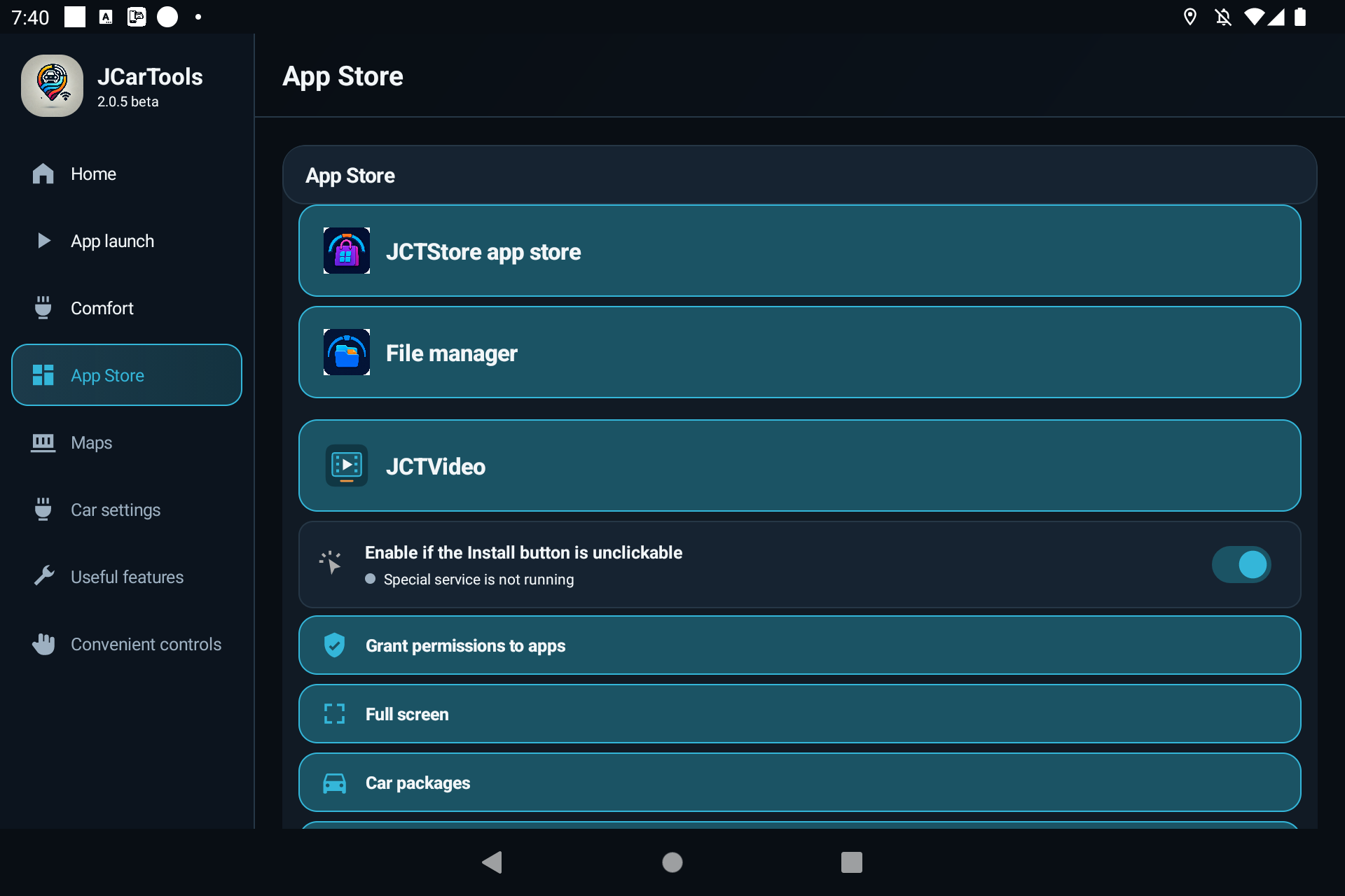 Opening JCTStore from the App Store section of JCarTools
