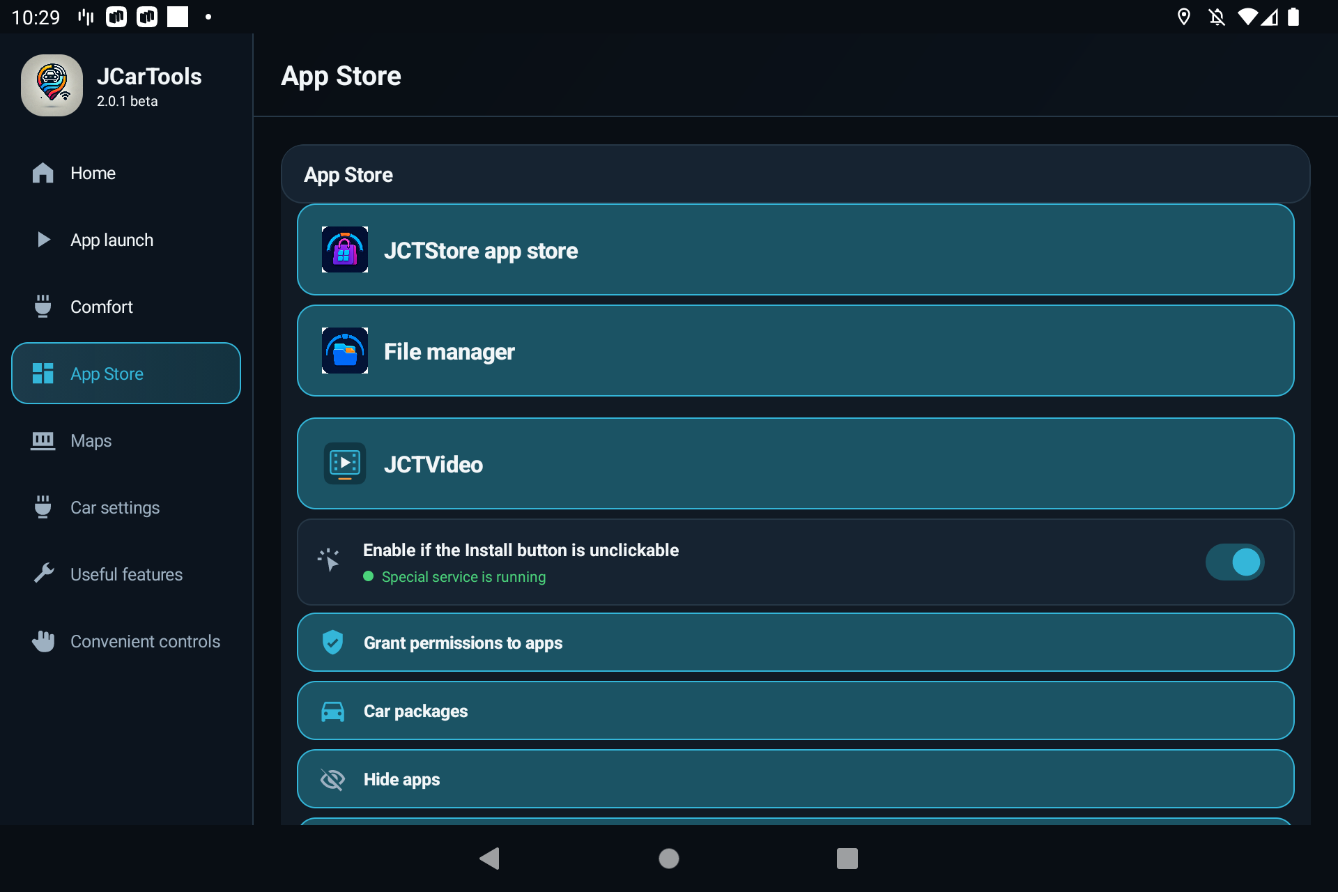Hide apps entry in the JCarTools App Store section